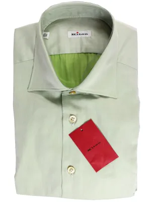 Kiton Dress Shirt Light Green Spread Collar 40 - 15 3/4 REDUCED - SALE