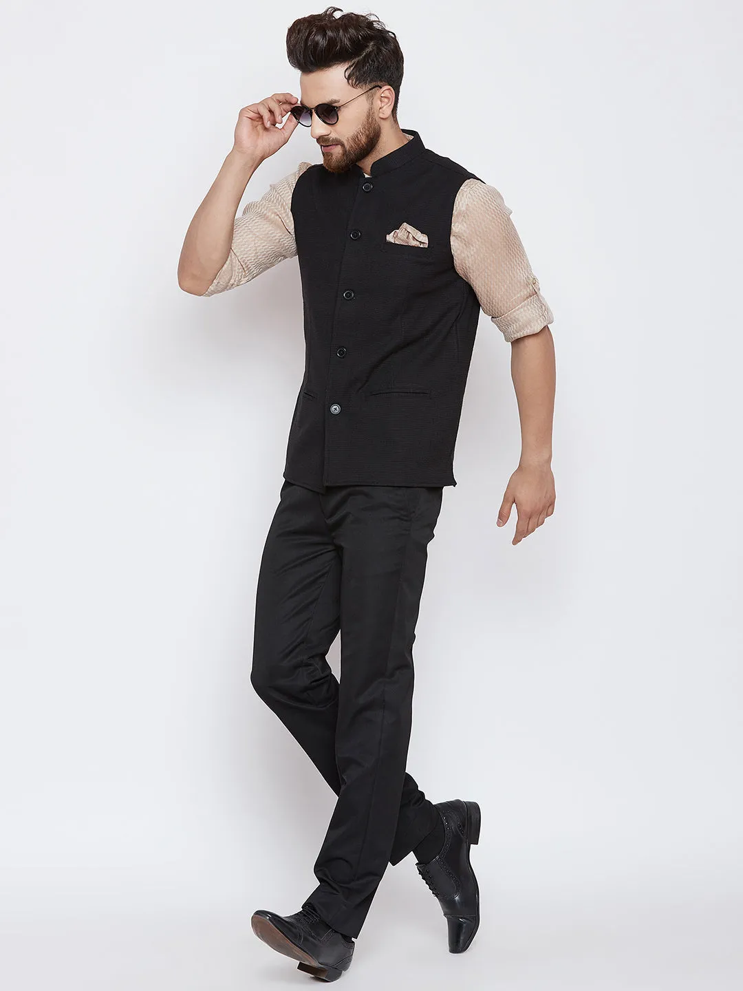 Men's Cocktail Night Black Nehru Jacket - Even Apparels