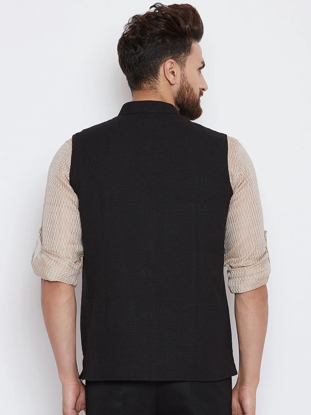 Men's Cocktail Night Black Nehru Jacket - Even Apparels