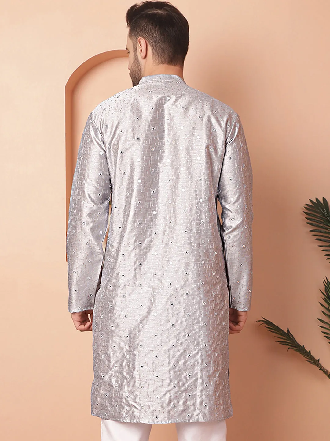 Men's Embroidered Mirror Work Kurtas - Taantav