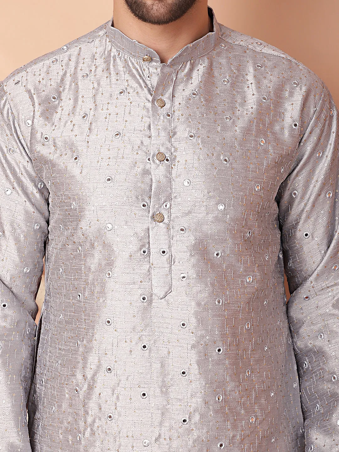 Men's Embroidered Mirror Work Kurtas - Taantav