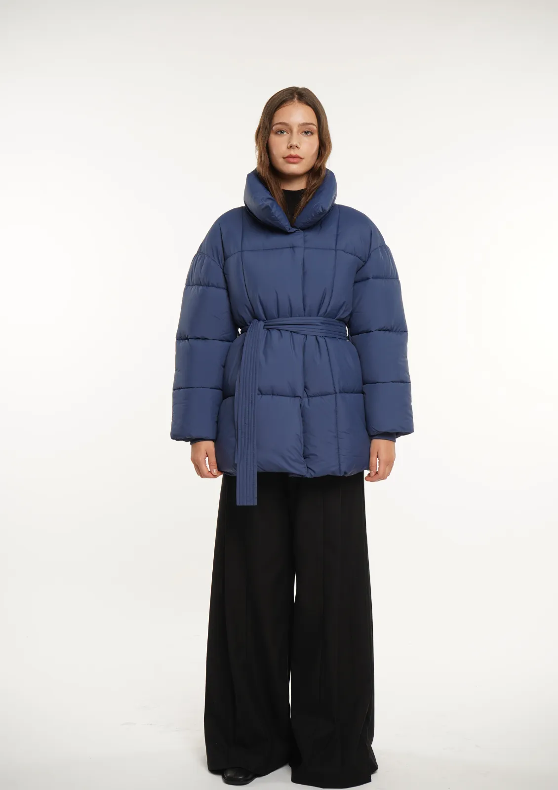 Mid Length Belted Puffer Jacket