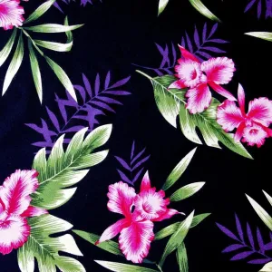 Midnight Black Hawaiian Rayon Fabric by the Yard