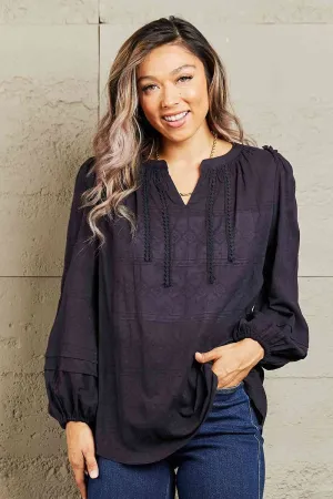 More For You Long Sleeve Stitch Blouse