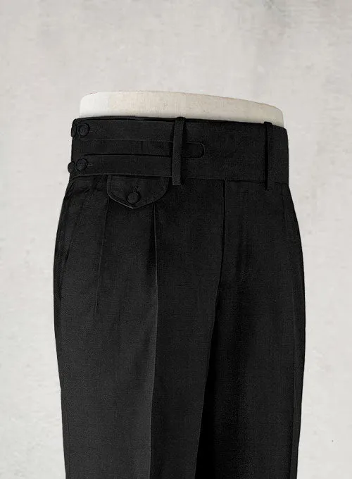 Napolean Black Double Gurkha Wool Trousers