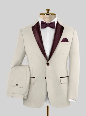 Napolean Wool Muted Beige Tuxedo Suit