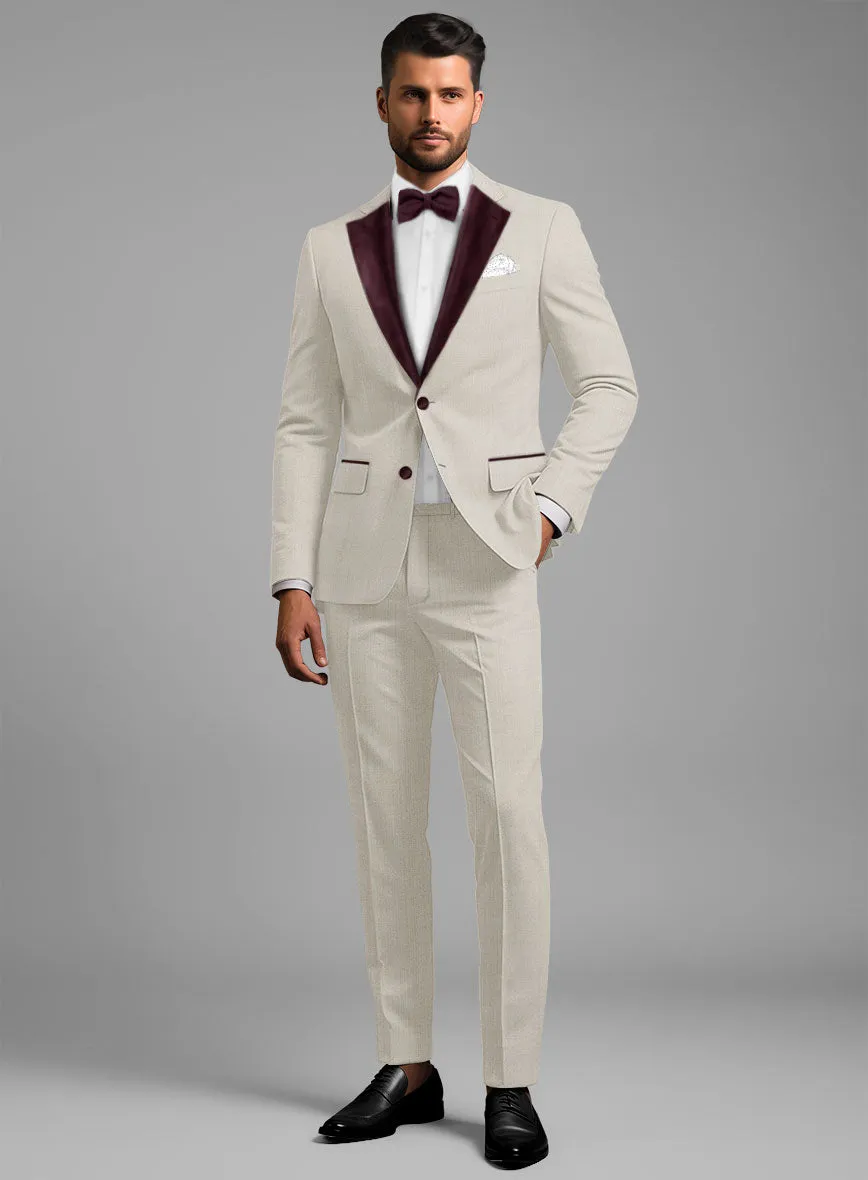 Napolean Wool Muted Beige Tuxedo Suit