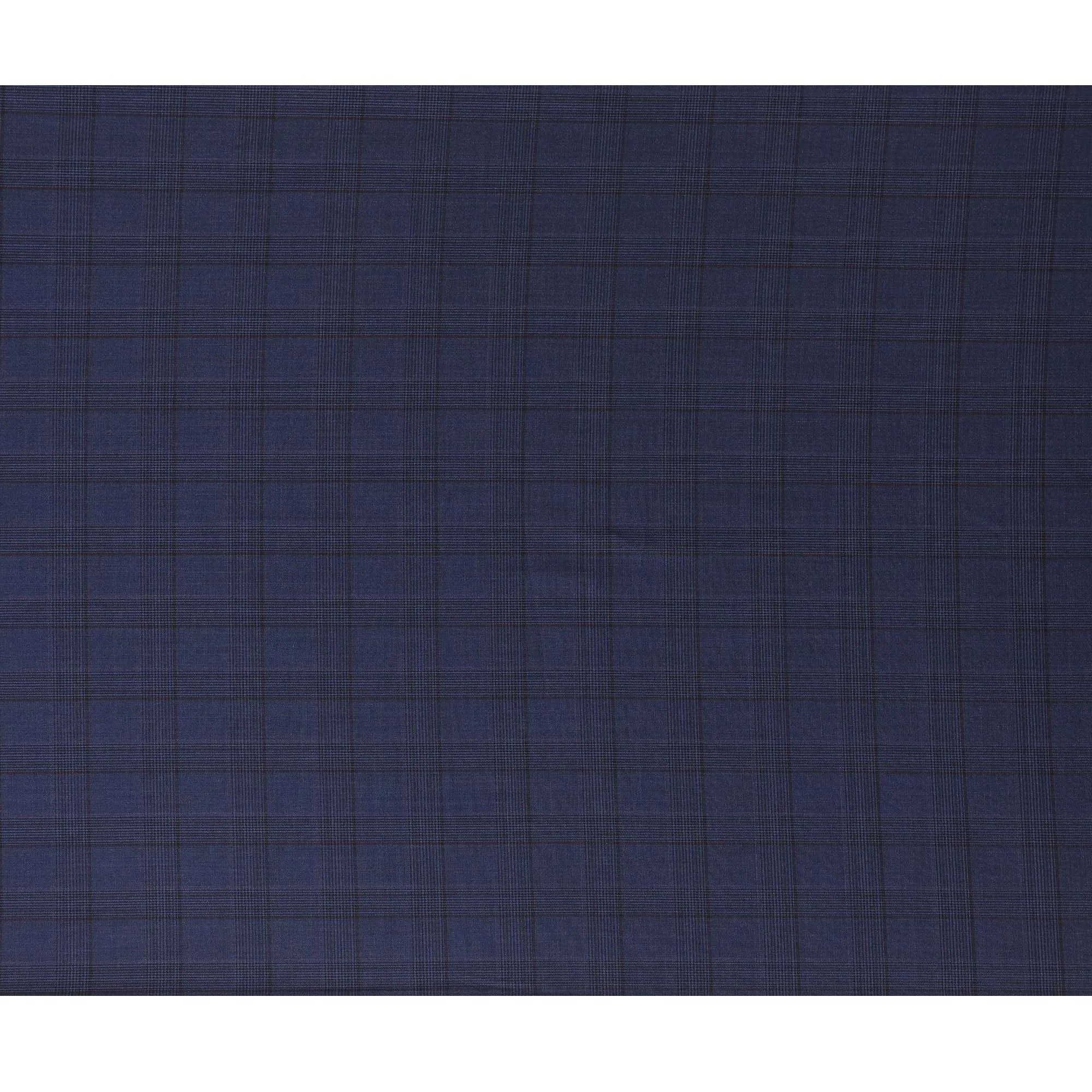 Navy Blue Super 130's Wool Fabric - Elegant Checked Pattern, 150cm Width - D18239