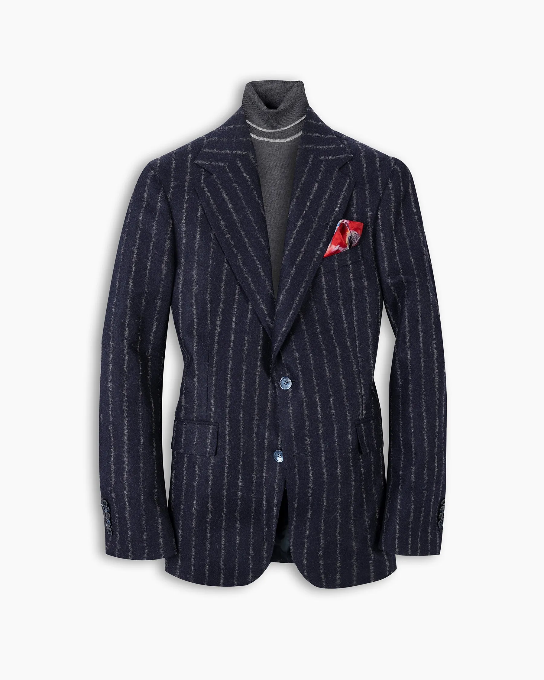 Navy Chalk Stripe Notch Blazer