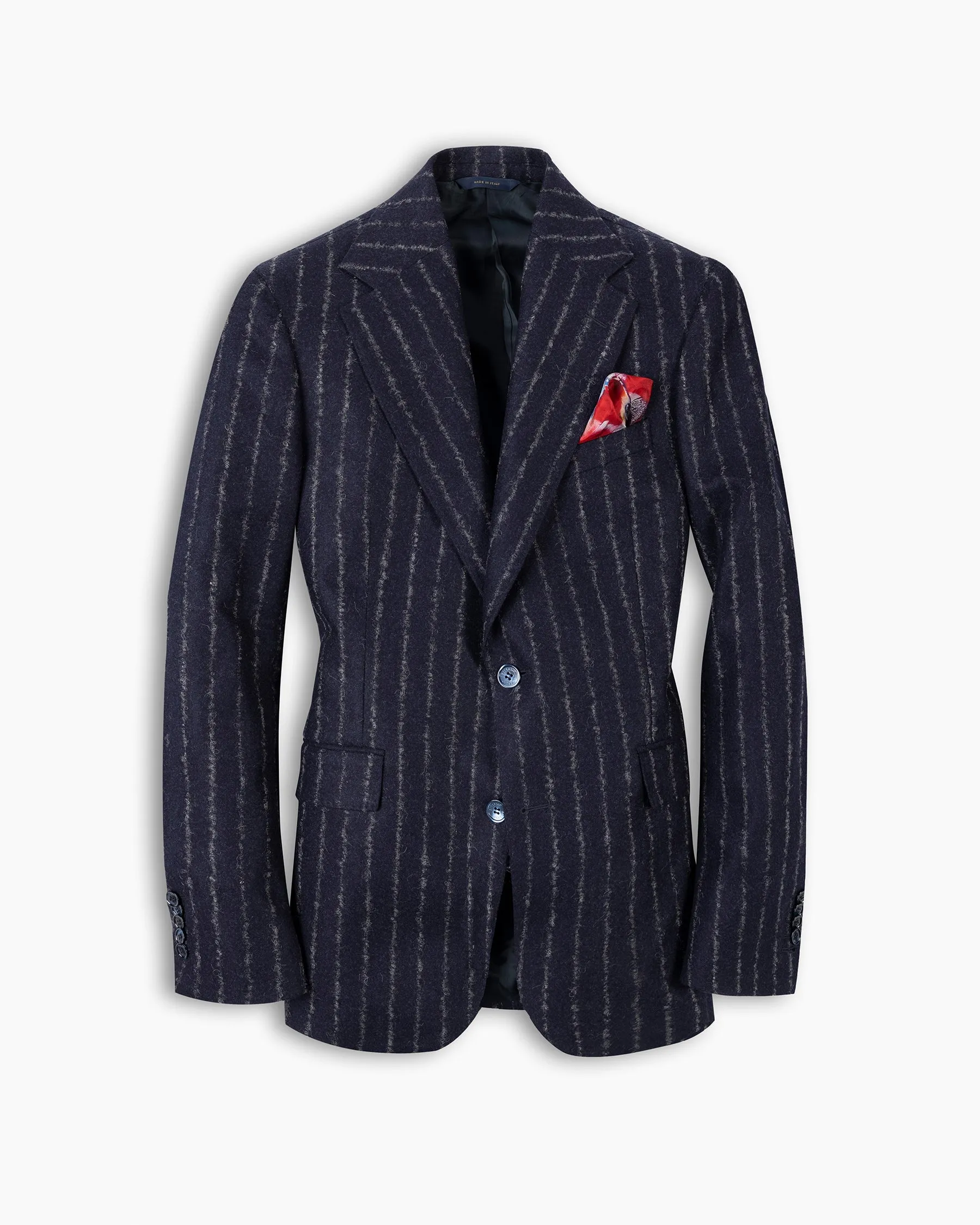 Navy Chalk Stripe Notch Blazer