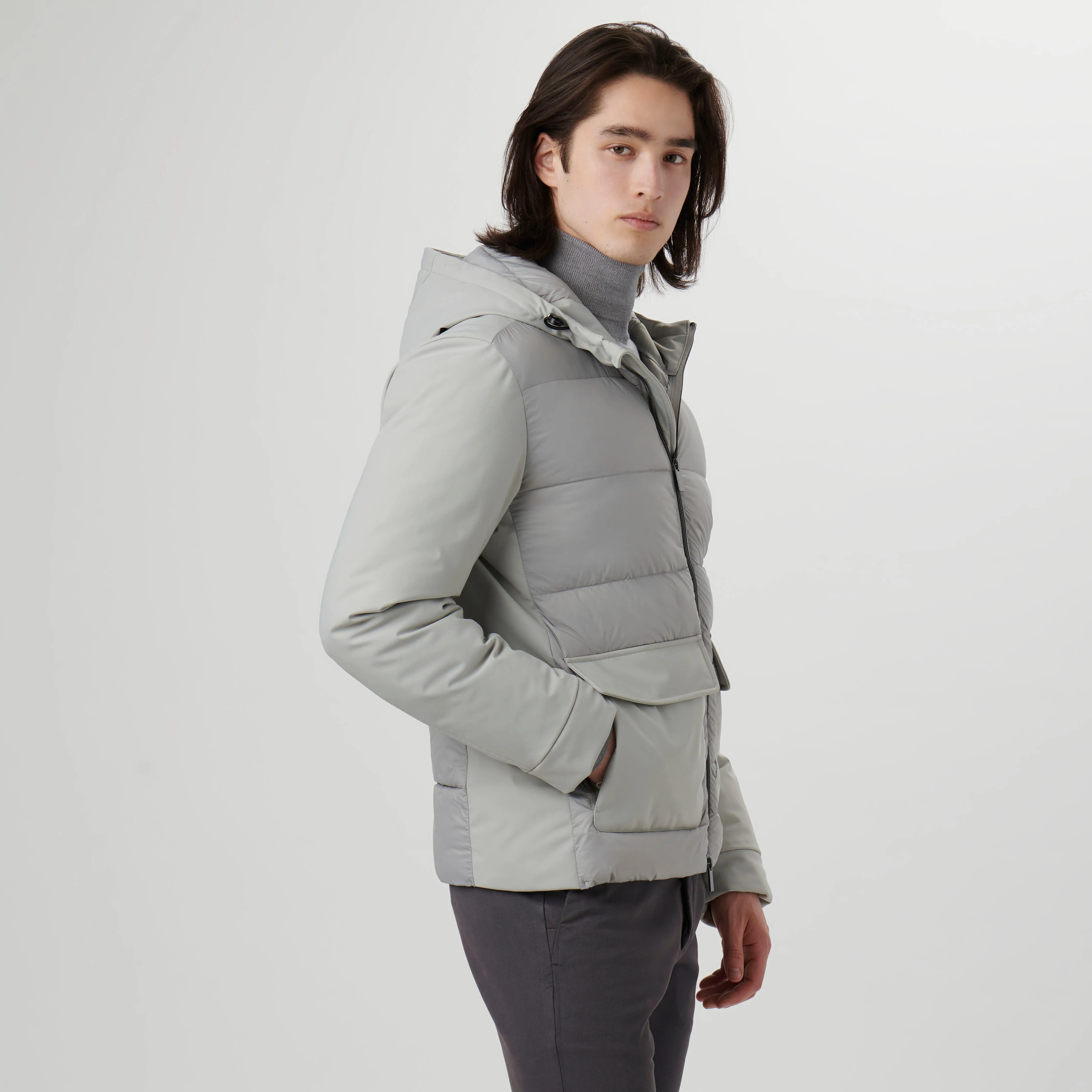 Nylon Puffer Jacket with Hood