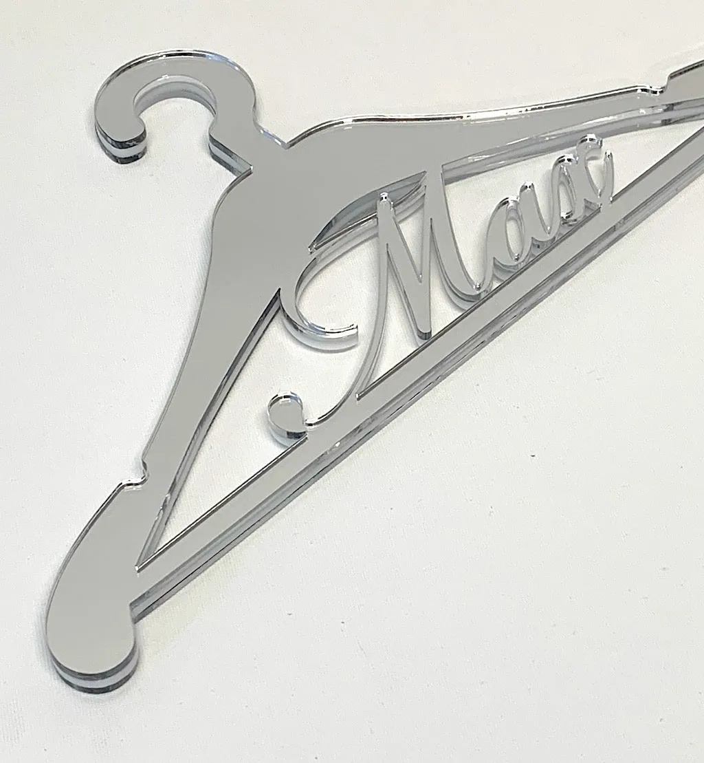 Personalised Mirror Acrylic Dress Hanger DETAILED Model