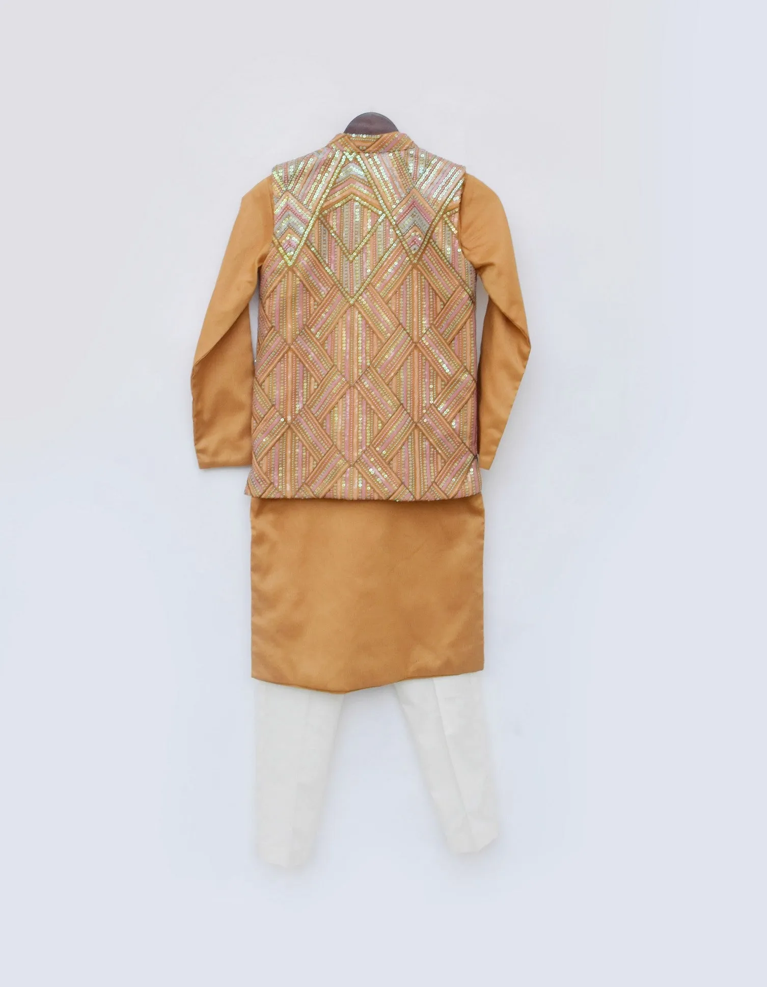 Pre Order: Mustard Yellow Embroidered Nehru Jacket Set