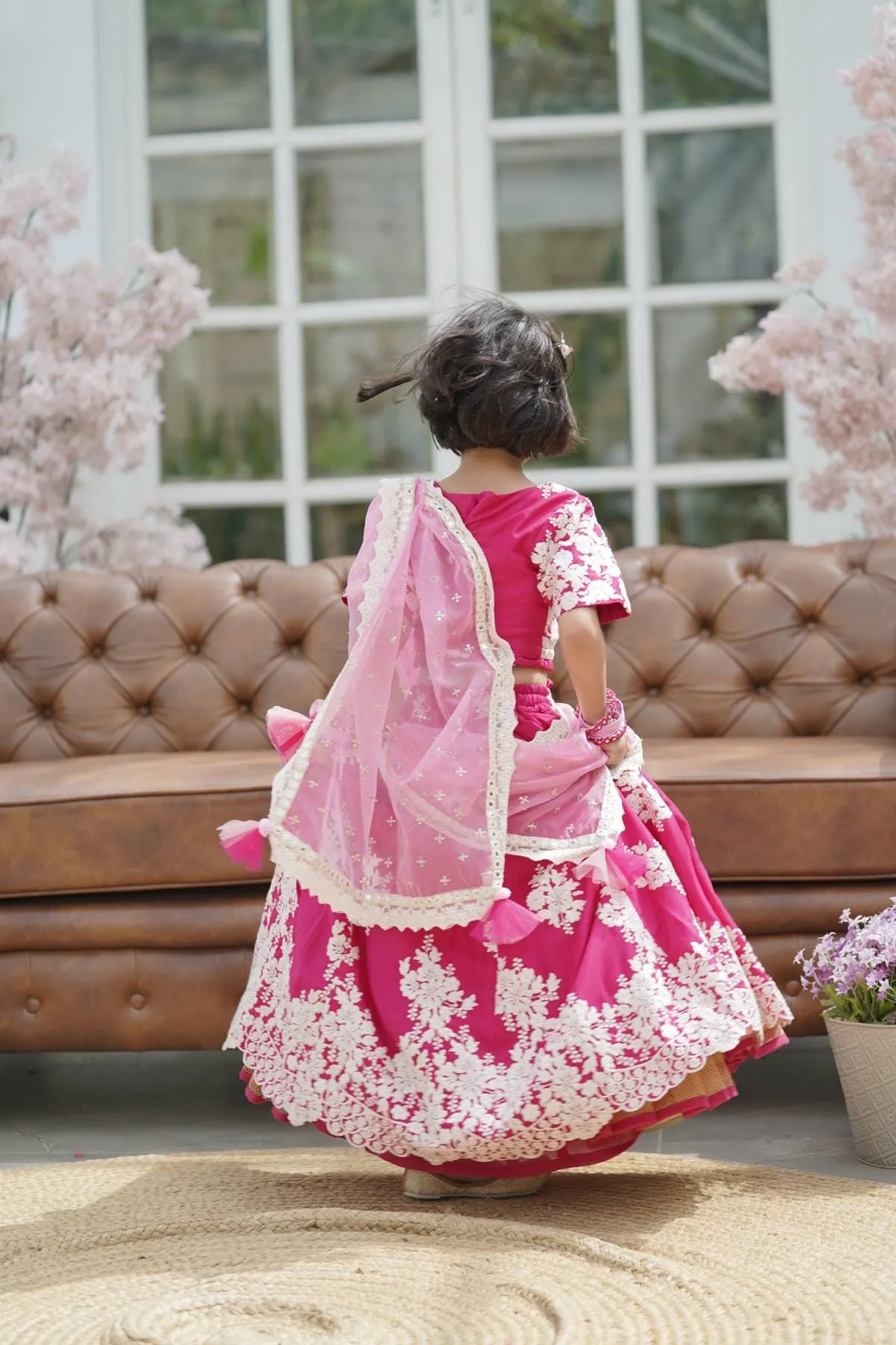 Pre Order: Pink Lehenga Choli and Pink Organza Dupatta