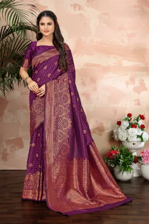 Purple woven banarasi silk traditional saree