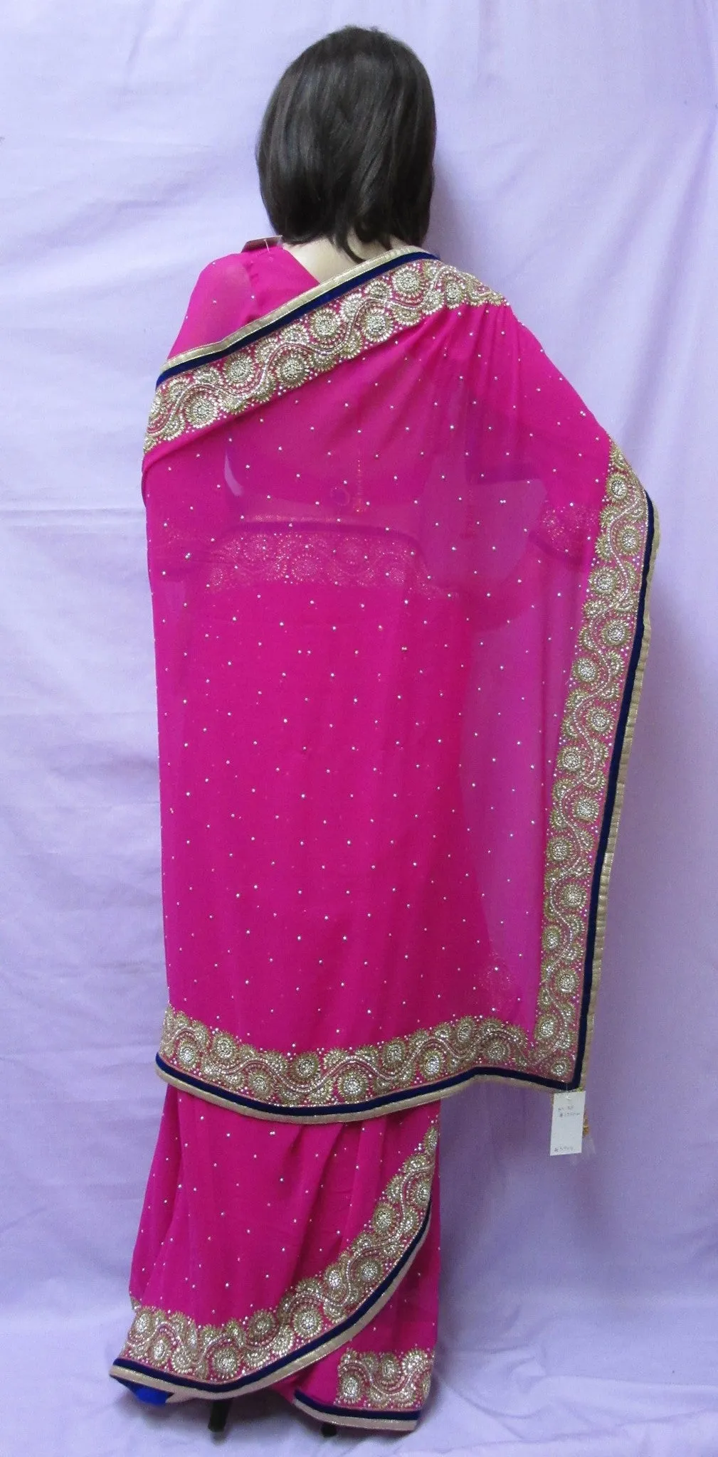 Saree 5904 Pink Chiffon Designer Wedding Sari Shieno Sarees