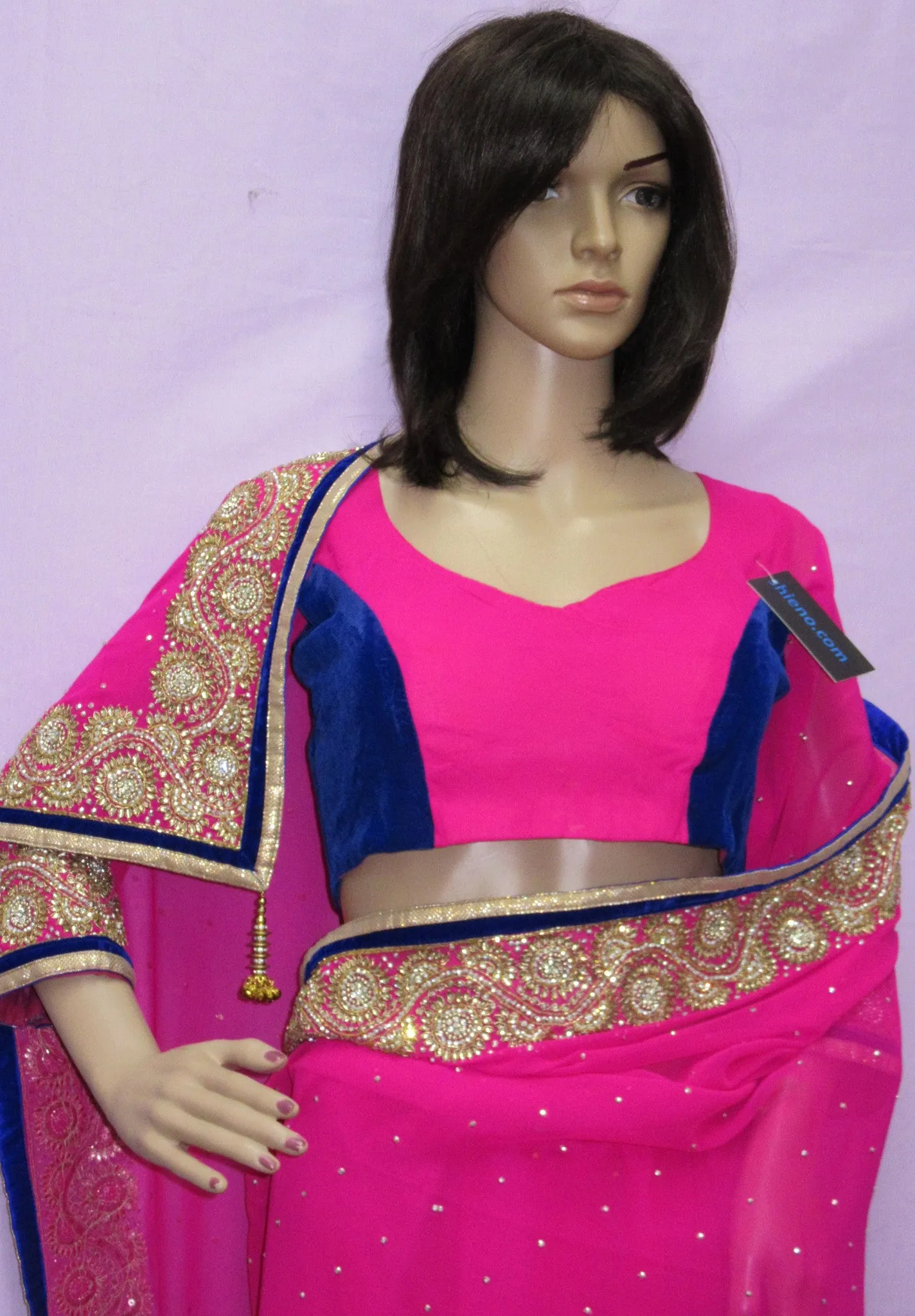 Saree 5904 Pink Chiffon Designer Wedding Sari Shieno Sarees