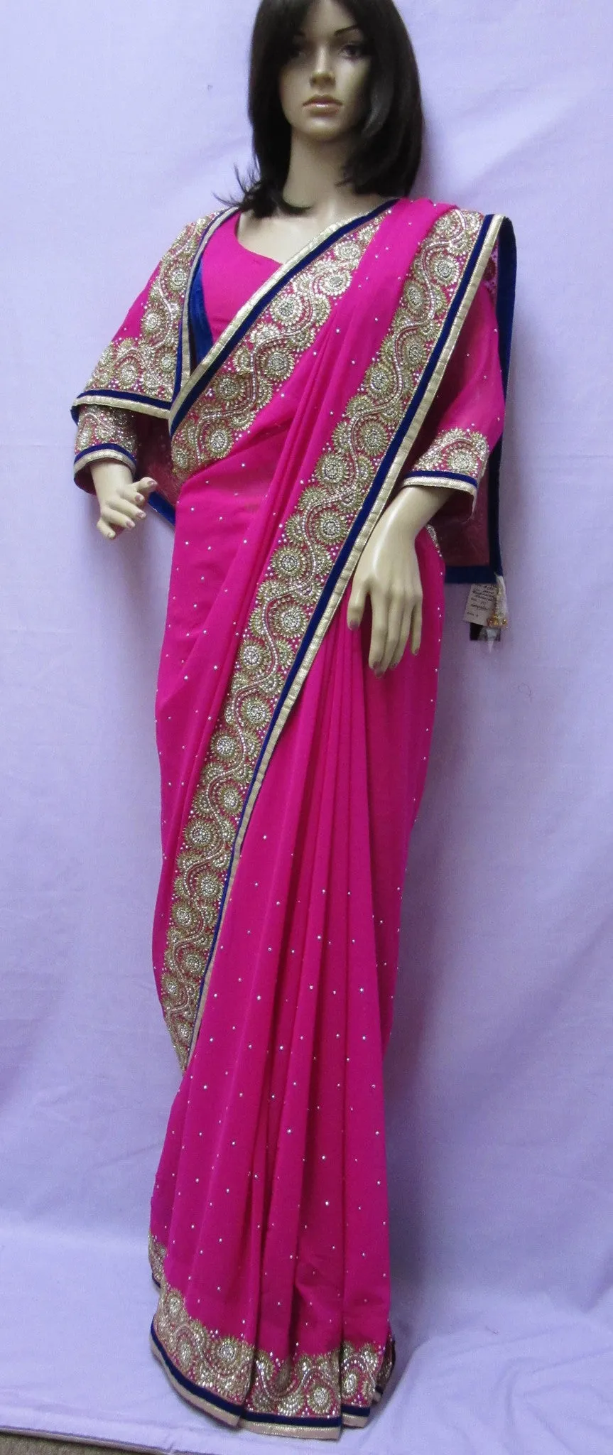 Saree 5904 Pink Chiffon Designer Wedding Sari Shieno Sarees