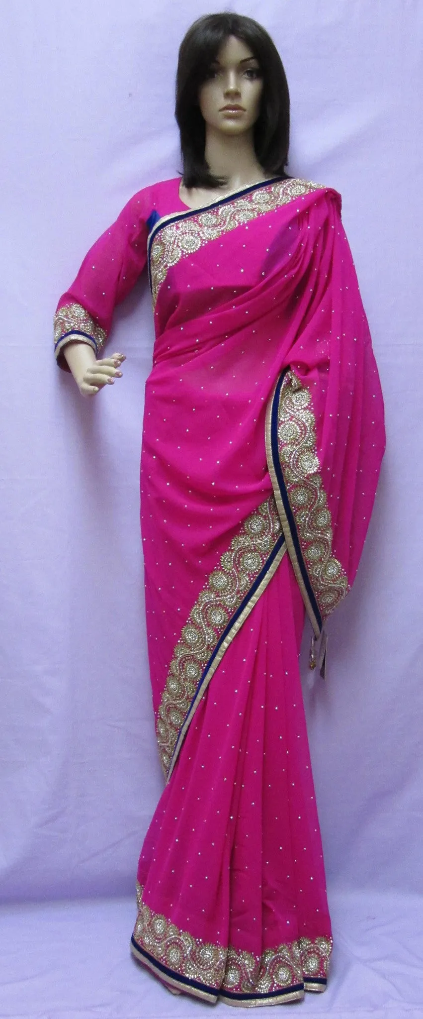 Saree 5904 Pink Chiffon Designer Wedding Sari Shieno Sarees