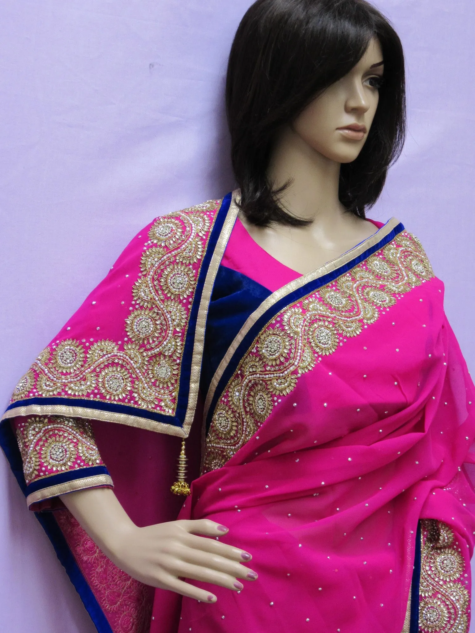 Saree 5904 Pink Chiffon Designer Wedding Sari Shieno Sarees