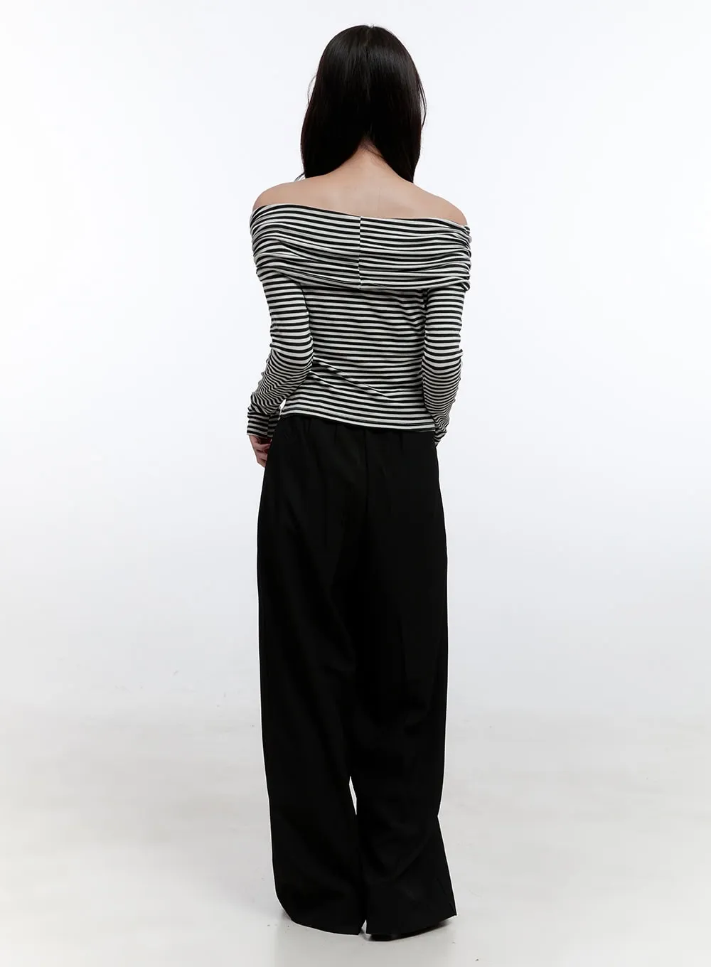 Slim Fit Off-Shoulder Striped Blouse ON418