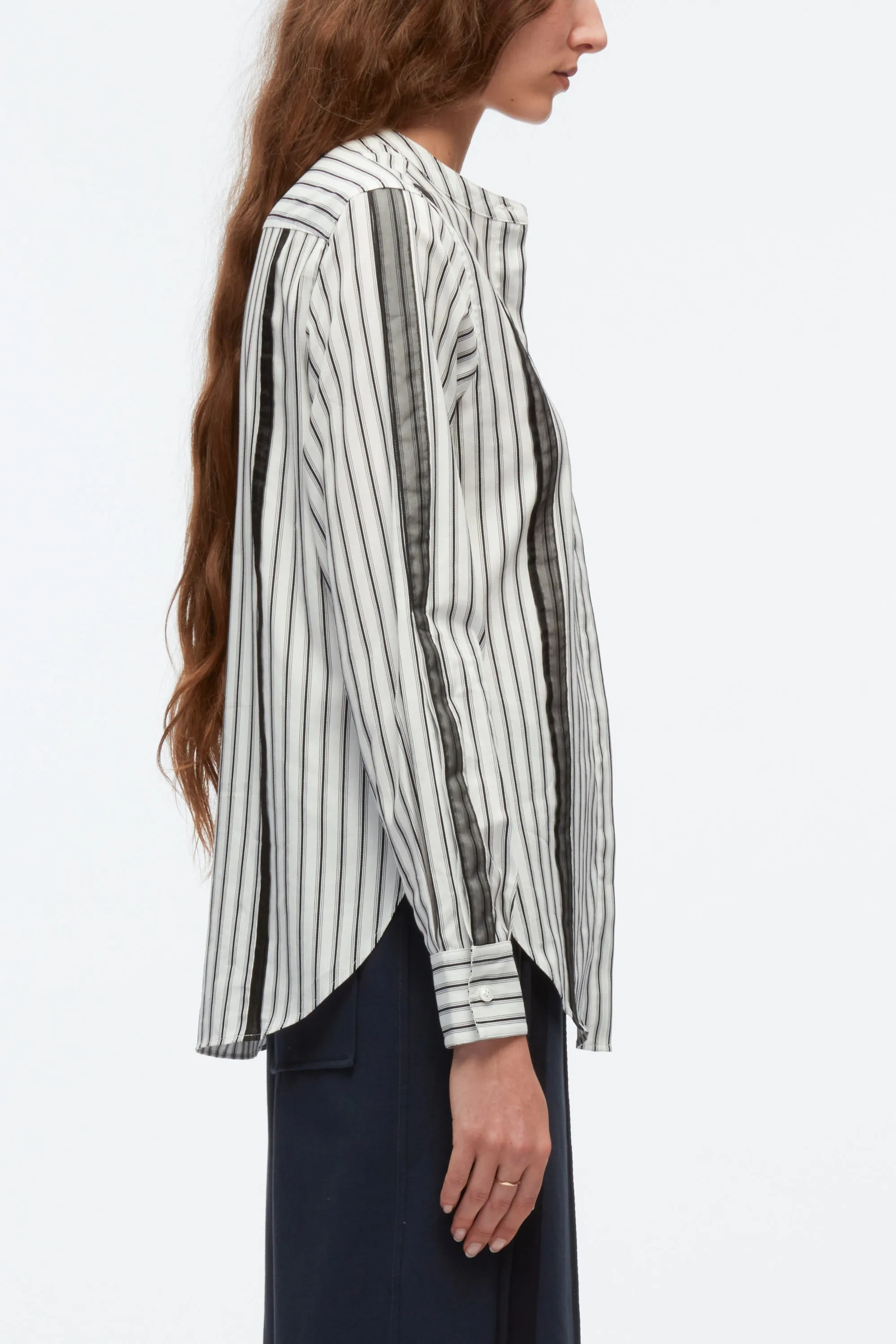 Striped Shirt with Organza Overlay