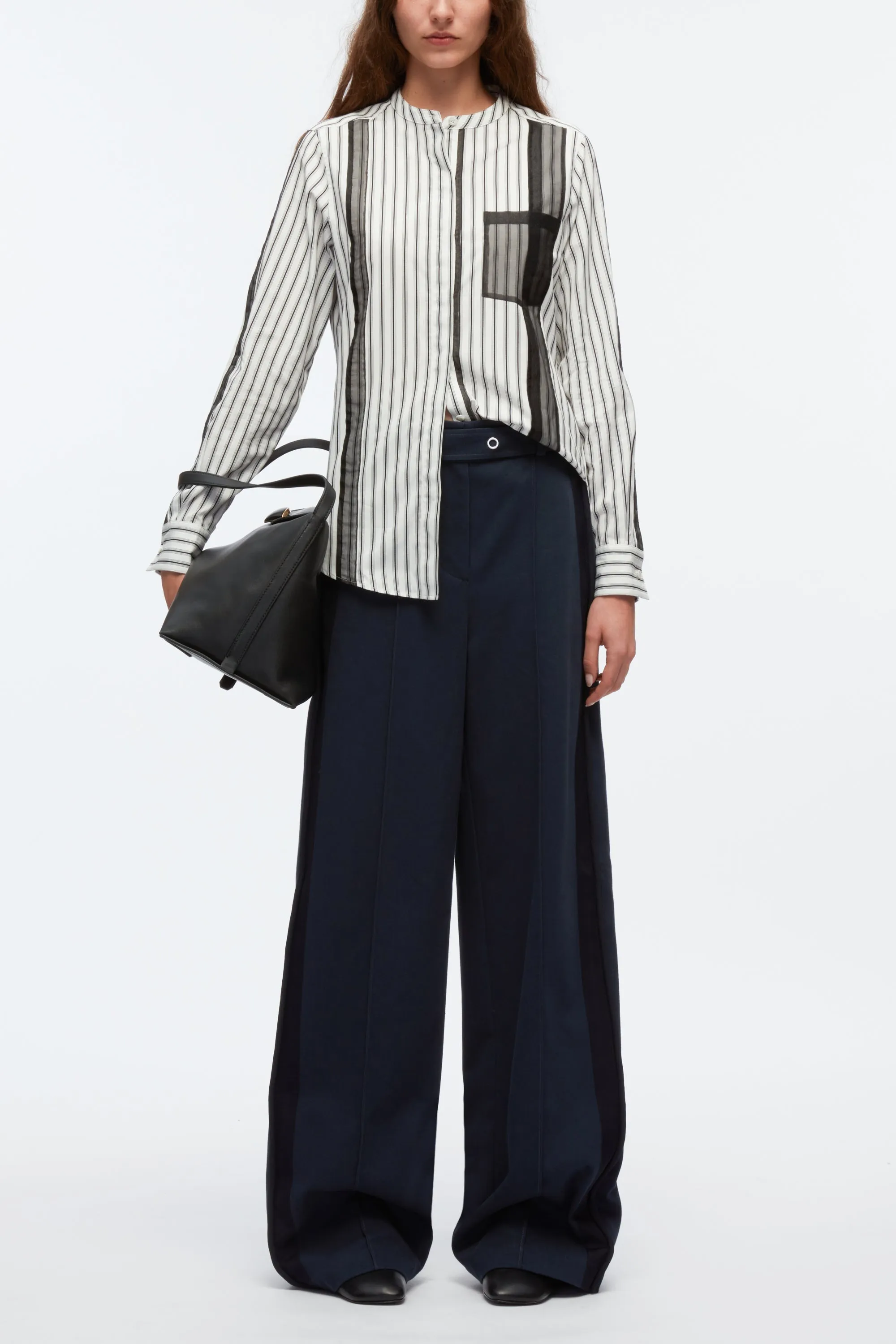 Striped Shirt with Organza Overlay