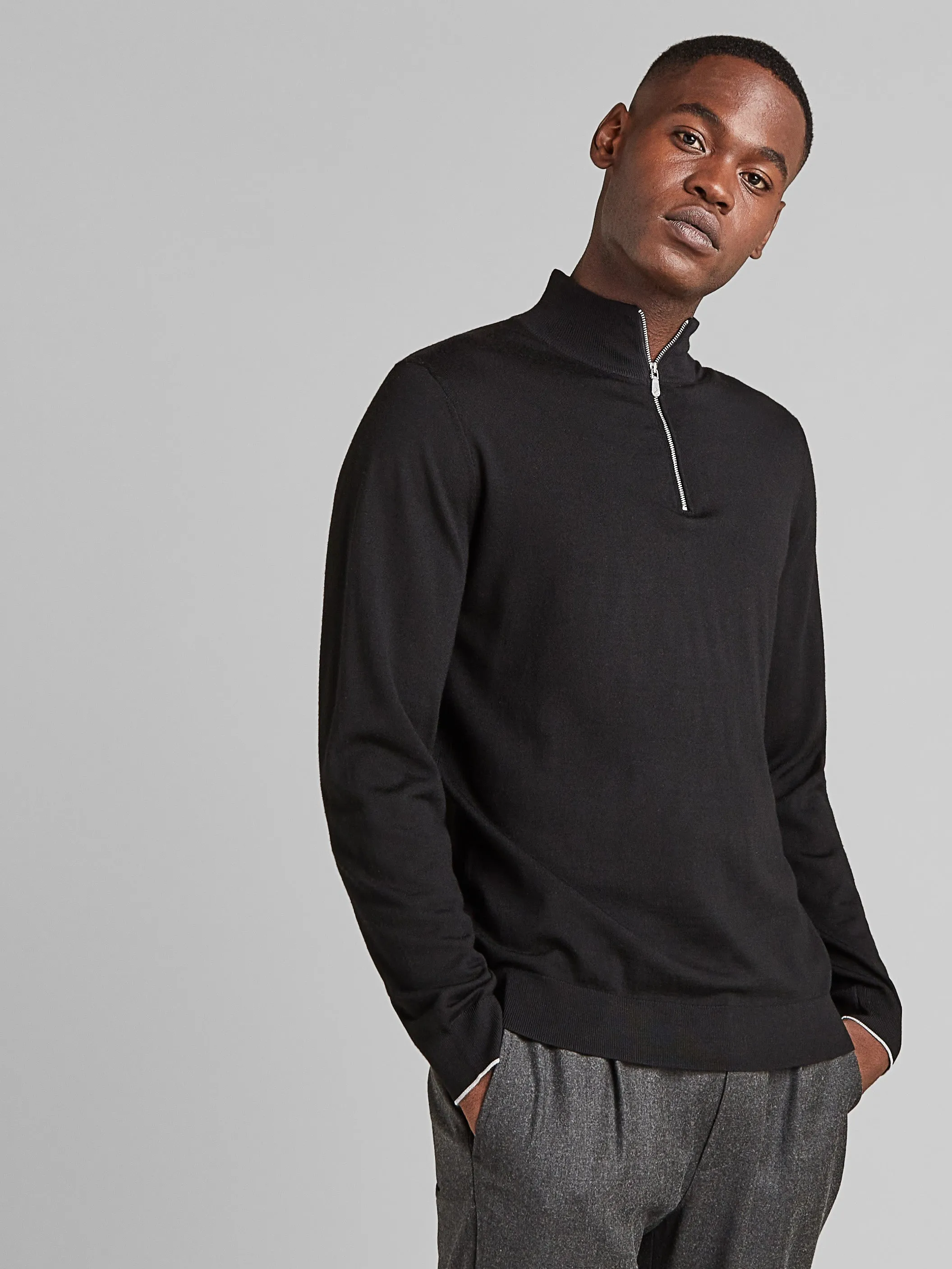 Super Fine Merino Wool Zip Neck