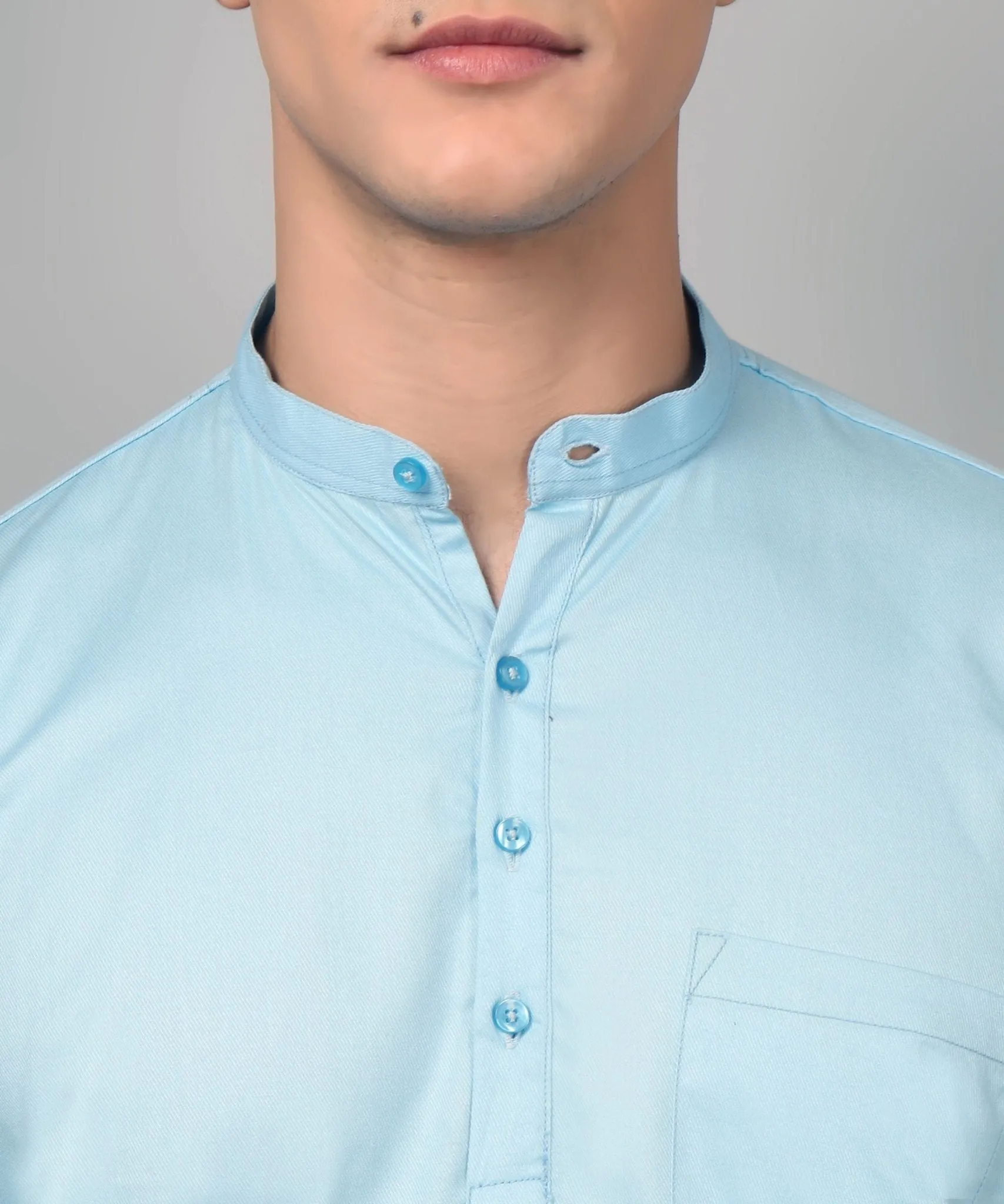 TryBuy Premium Cotton Made Trendy Ethnic Sky Blue Kurta for Men