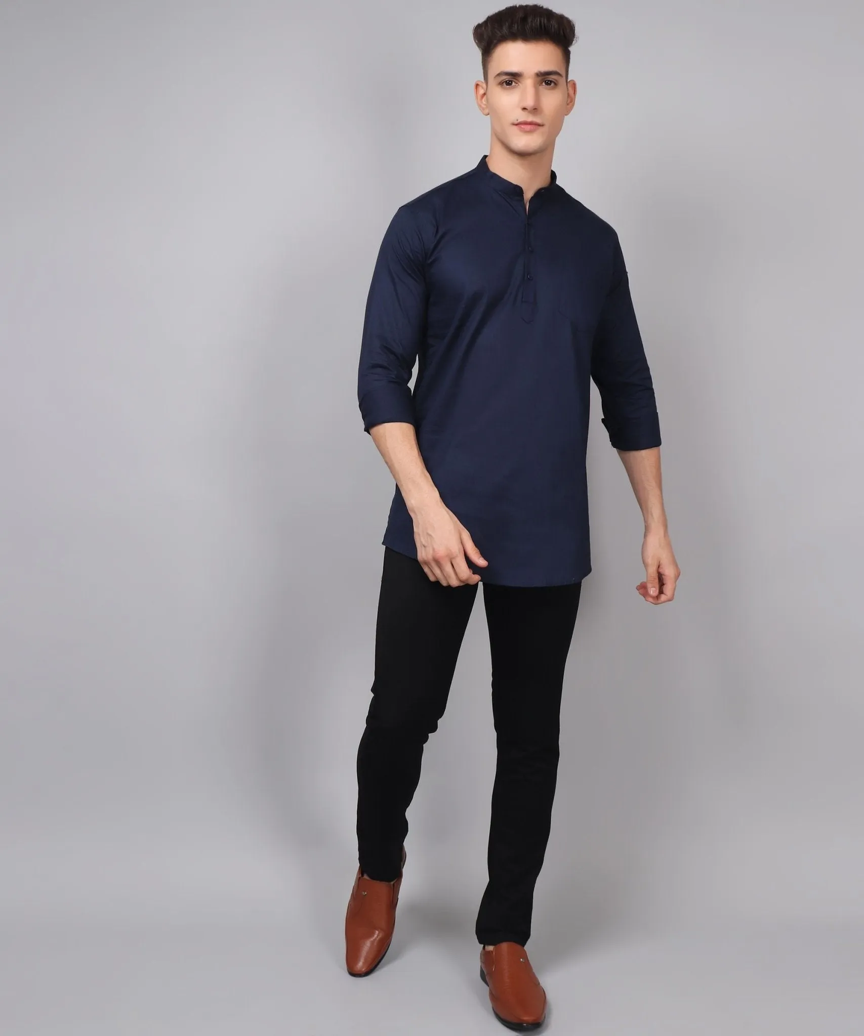 TryBuy Premium Ethnic Navy Blue Kurta for Men