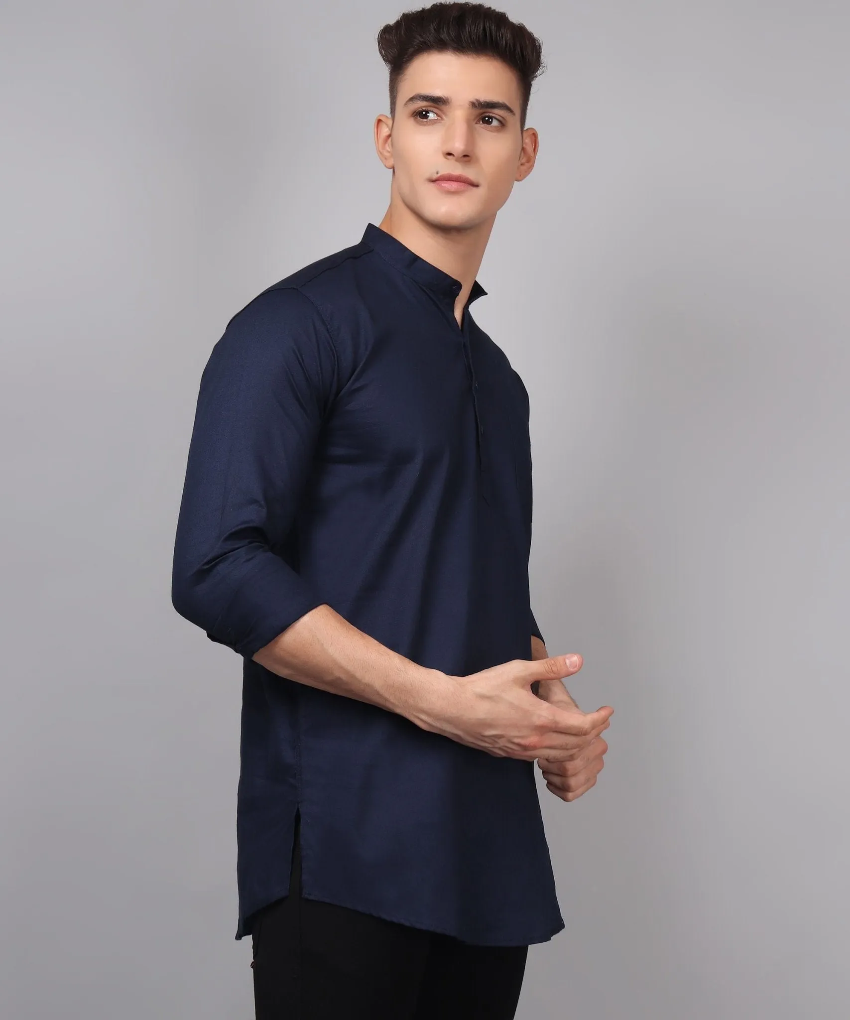 TryBuy Premium Ethnic Navy Blue Kurta for Men