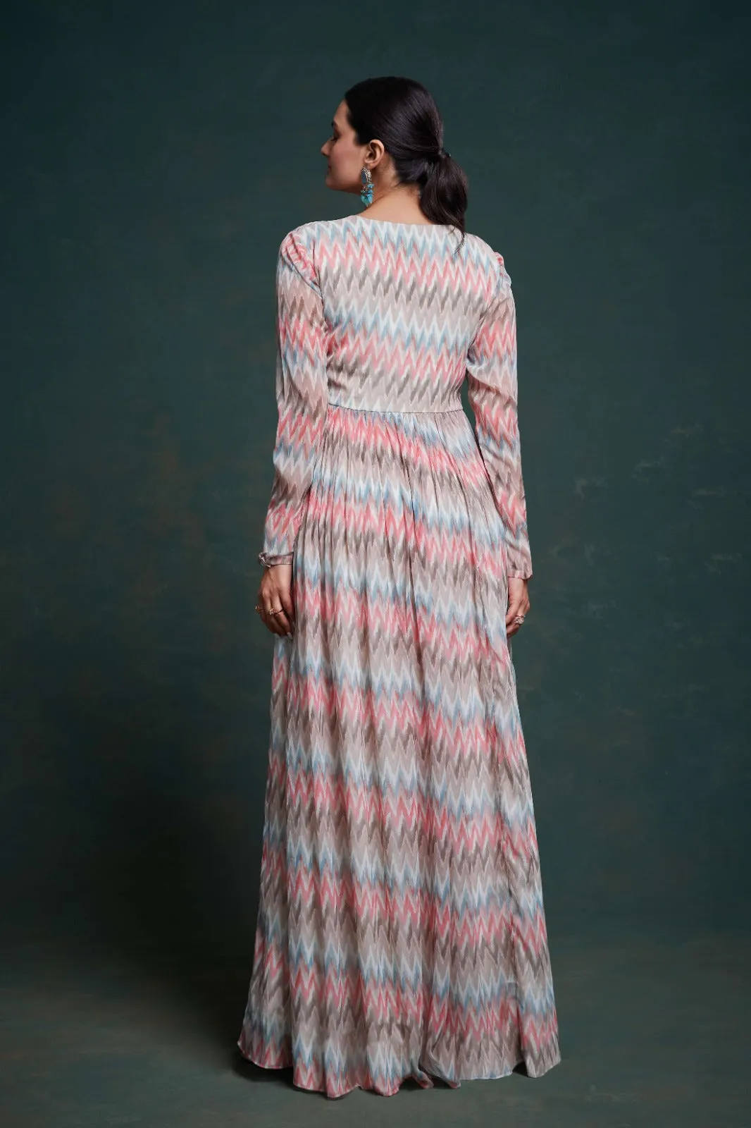 Vibrant Multi-Colored Georgette Dress with Elegant Prints