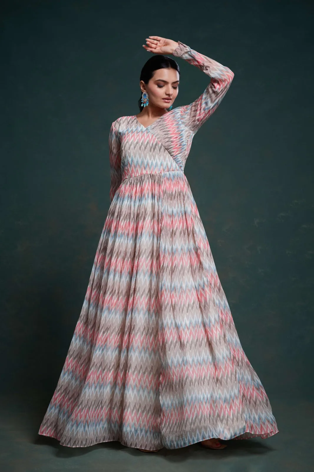 Vibrant Multi-Colored Georgette Dress with Elegant Prints