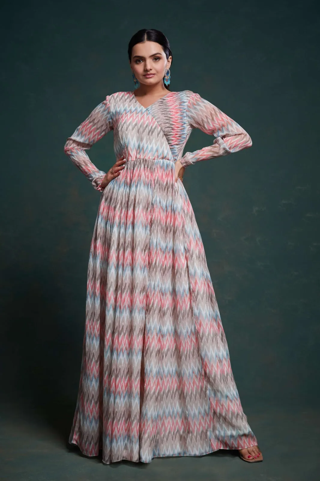 Vibrant Multi-Colored Georgette Dress with Elegant Prints