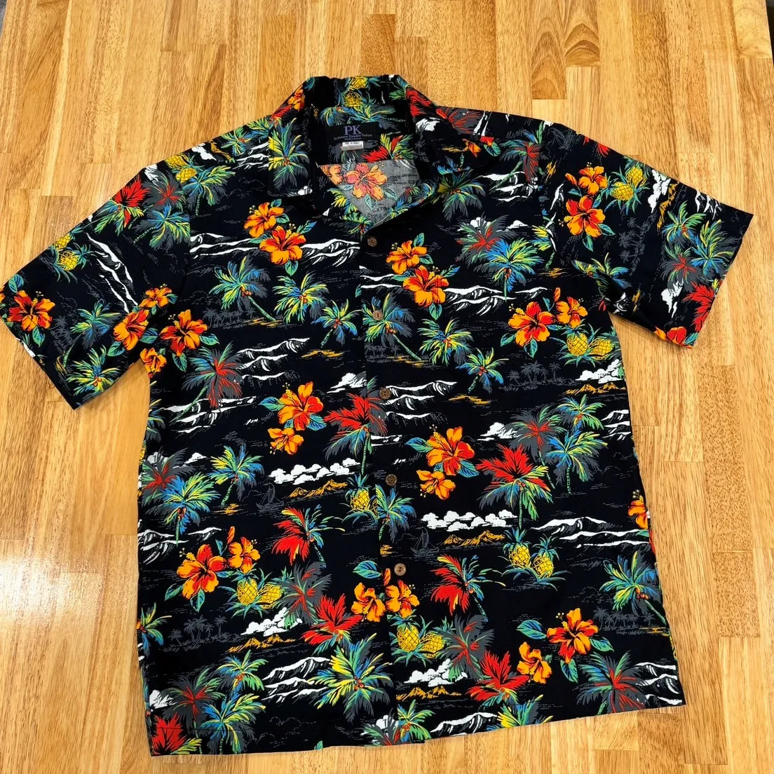 Vintage Print Hawaiian Dog Shirts / Black［Dog and owner hawaii shirts］