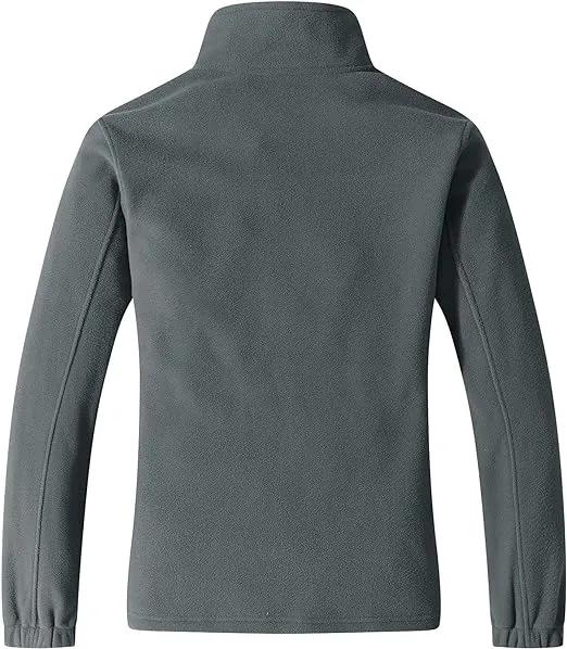 Wholesale Men's Full Zip Thermal Jackets With Pockets Soft Polar Fleece Coat - Grey