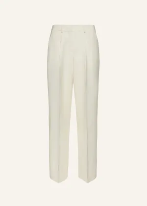 Wide leg tailored pants in cream