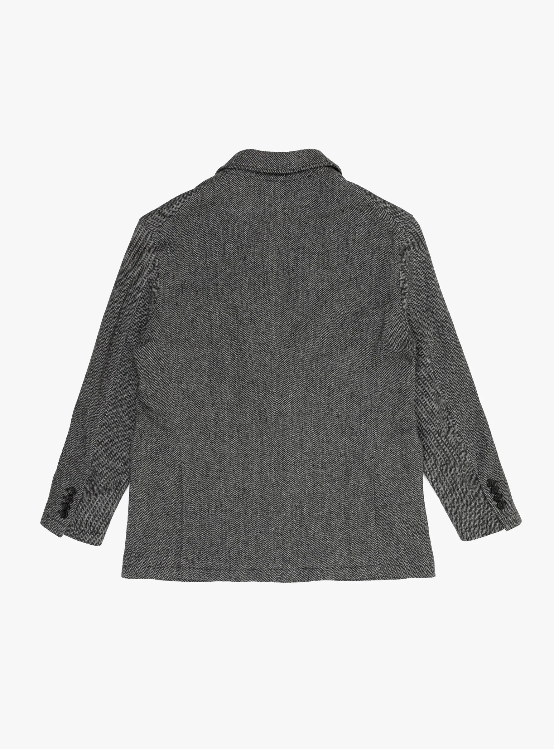 Wool Herringbone DBL Peak Jacket Grey