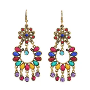 Yellow Chimes Latest Ethnic Design Antique Look Gold Plated Chandbali Earrings for Women And Girls