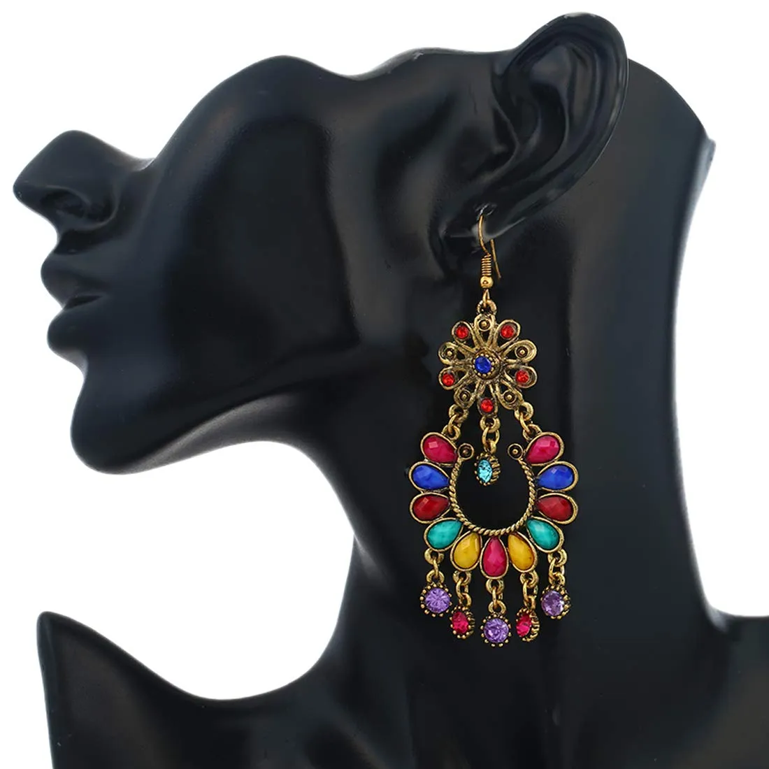 Yellow Chimes Latest Ethnic Design Antique Look Gold Plated Chandbali Earrings for Women And Girls