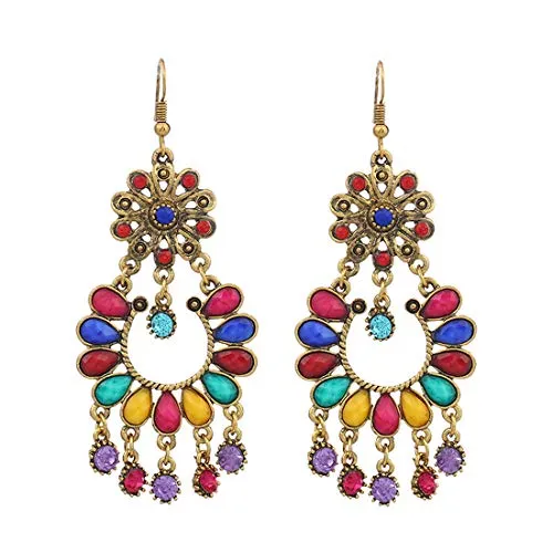 Yellow Chimes Latest Ethnic Design Antique Look Gold Plated Chandbali Earrings for Women And Girls