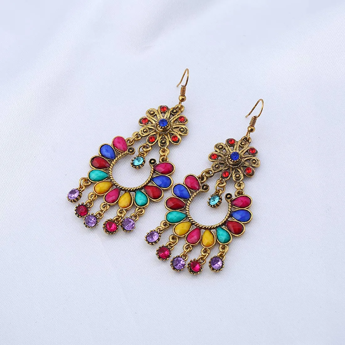 Yellow Chimes Latest Ethnic Design Antique Look Gold Plated Chandbali Earrings for Women And Girls