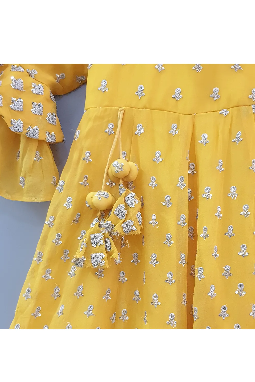 Yellow sequin work anarkali dress