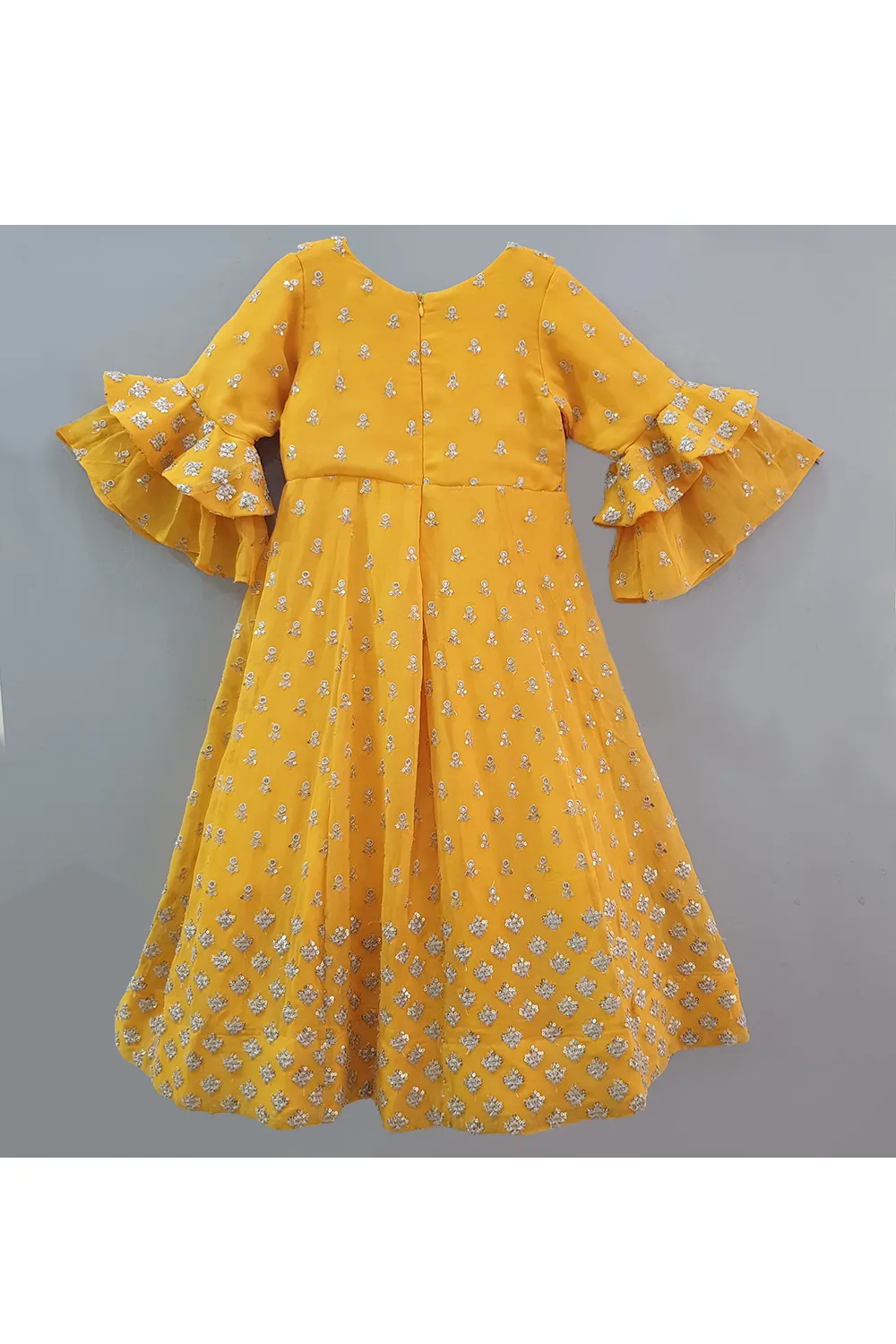 Yellow sequin work anarkali dress